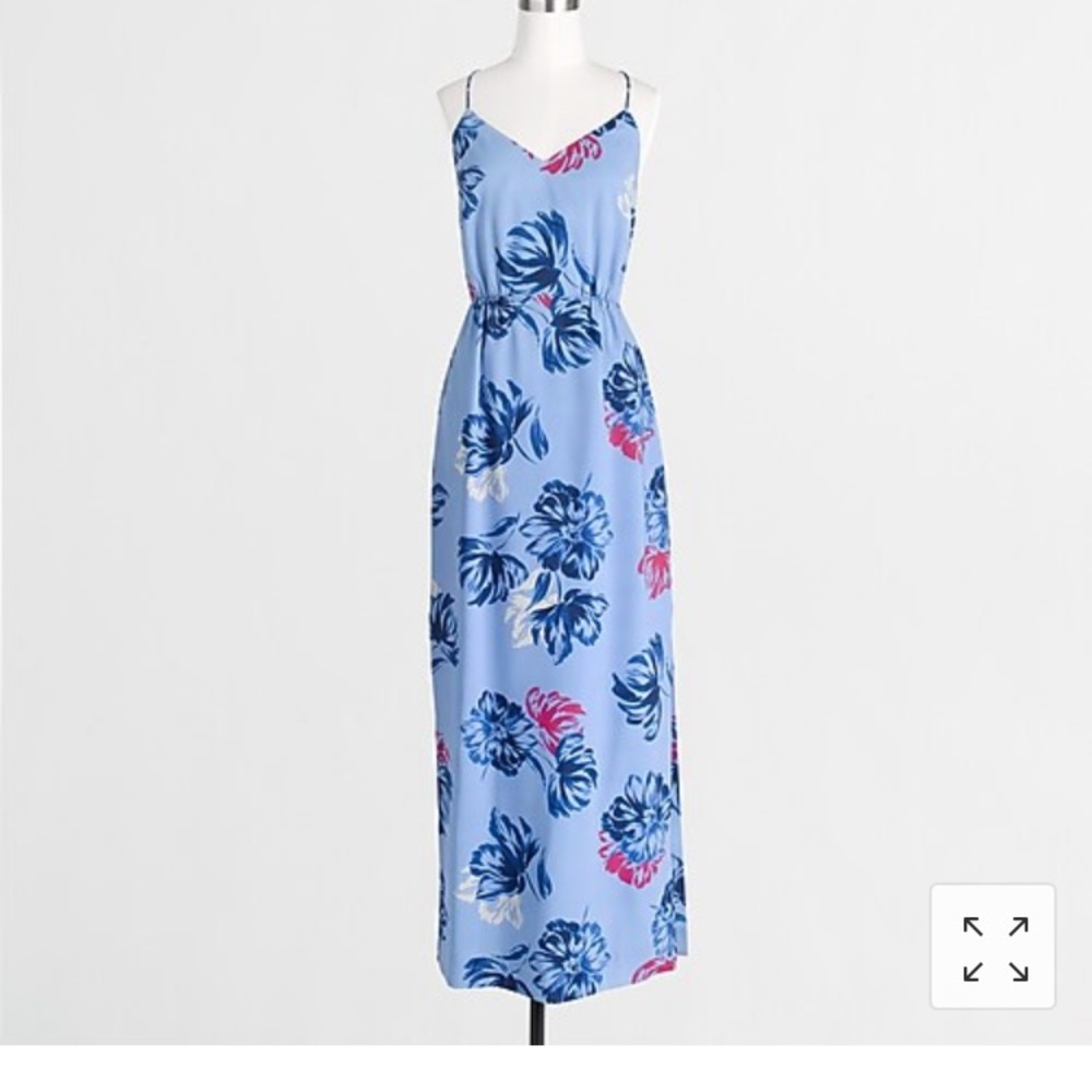 J.Crew Blue Printed Maxi Dress, Size 2